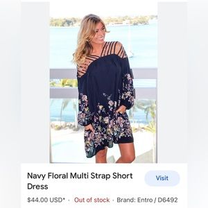 🔴 3/$15 Entro brand strap dress in navy. Size small.